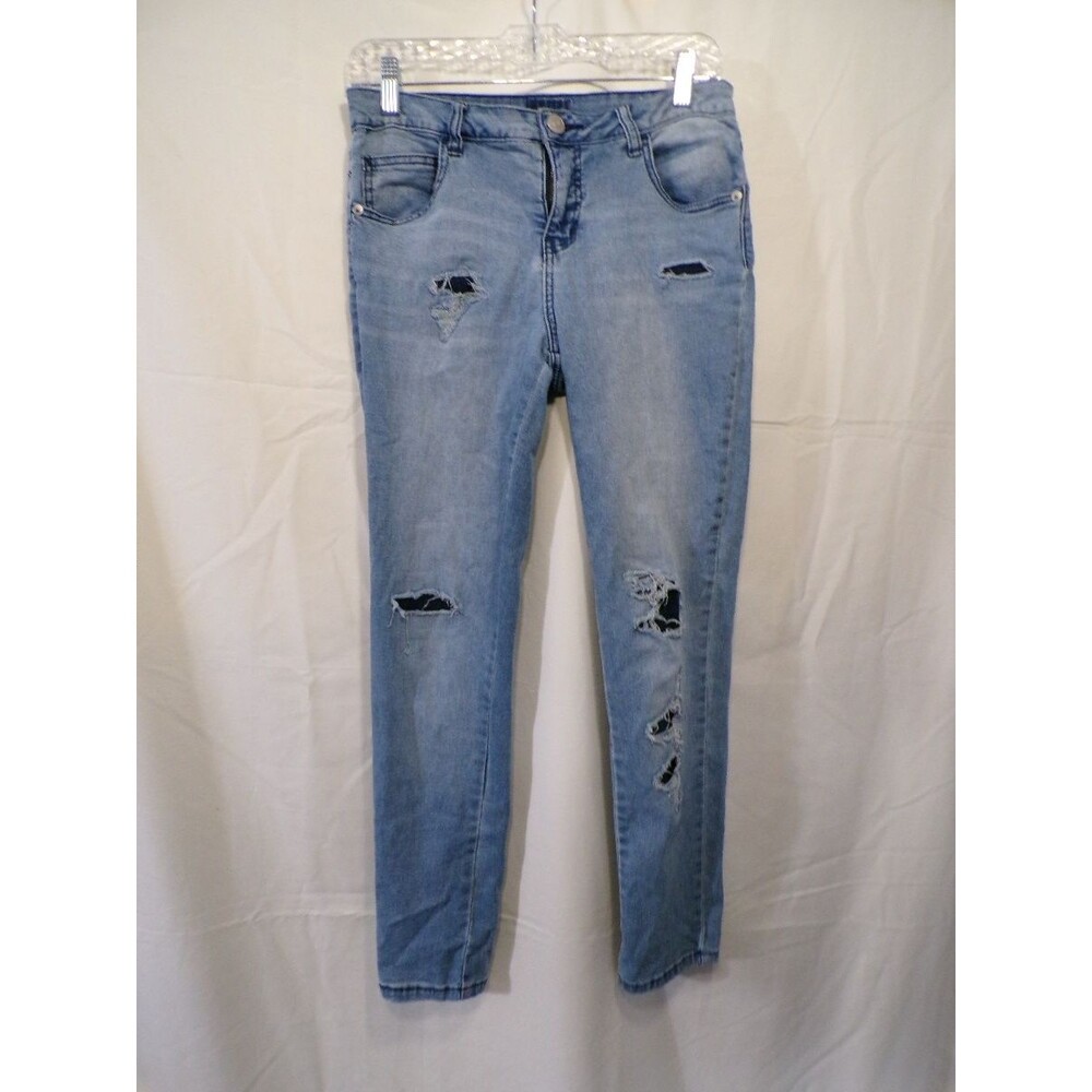 Justice Women 14 Plus Light Wash Distressed Super Skinny Jeans Mid Rise